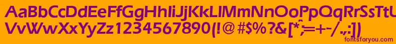 E820SansDemiRegular-fontti – violetit fontit oranssilla taustalla