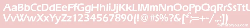 Fonte E820SansDemiRegular – fontes brancas em um fundo rosa