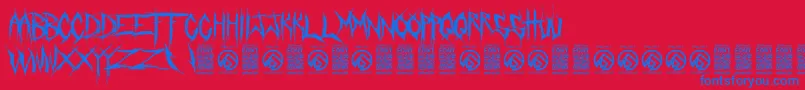 フォントCrucifixionRegular – 赤い背景に青い文字