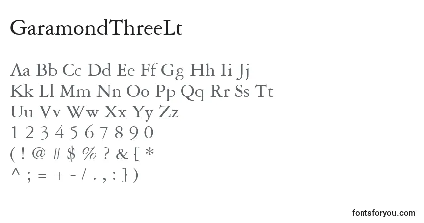 GaramondThreeLtフォント–アルファベット、数字、特殊文字