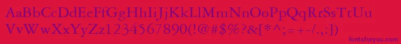GaramondThreeLt Font – Purple Fonts on Red Background