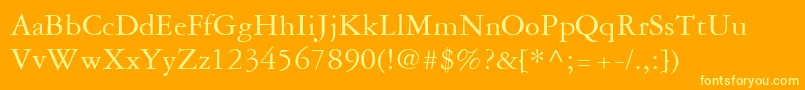 GaramondThreeLt Font – Yellow Fonts on Orange Background