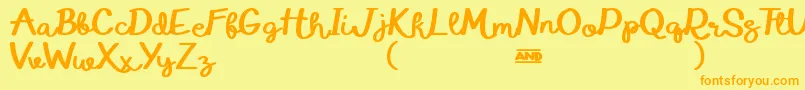 フォントEduardoAureliaDemo – オレンジの文字が黄色の背景にあります。