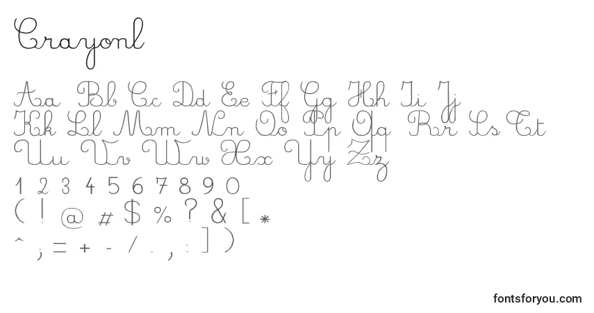 Czcionka Crayonl – alfabet, cyfry, specjalne znaki