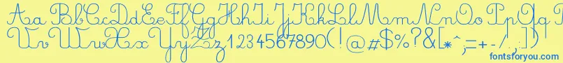 Crayonl Font – Blue Fonts on Yellow Background