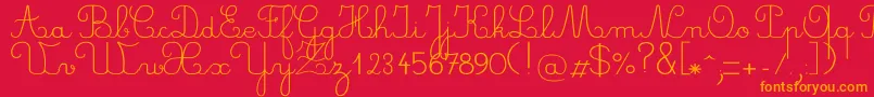 Crayonl-Schriftart – Orangefarbene Schriften auf rotem Hintergrund