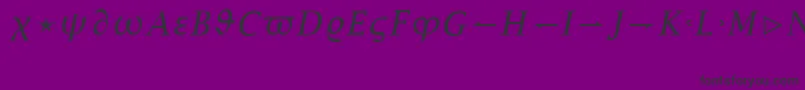 LucidaBrightMathItalicRegular-fontti – mustat fontit violetilla taustalla