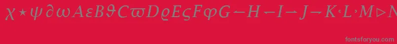 Fonte LucidaBrightMathItalicRegular – fontes cinzas em um fundo vermelho