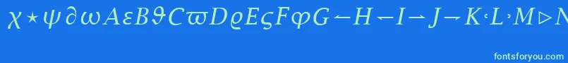 LucidaBrightMathItalicRegular Font – Green Fonts on Blue Background