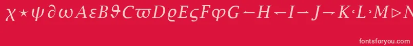 LucidaBrightMathItalicRegular-Schriftart – Rosa Schriften auf rotem Hintergrund