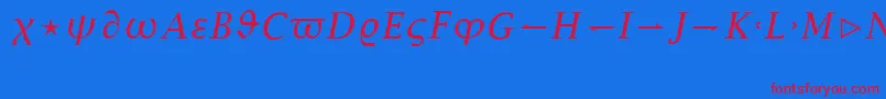 フォントLucidaBrightMathItalicRegular – 赤い文字の青い背景