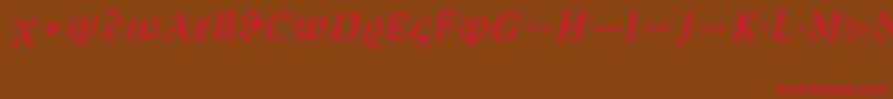 LucidaBrightMathItalicRegular Font – Red Fonts on Brown Background