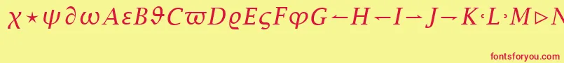LucidaBrightMathItalicRegular Font – Red Fonts on Yellow Background