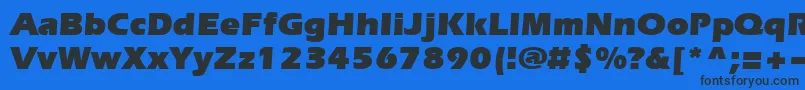 Evrsu-fontti – mustat fontit sinisellä taustalla