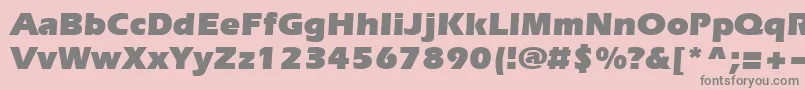 Evrsu-fontti – harmaat kirjasimet vaaleanpunaisella taustalla