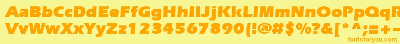 Evrsu-Schriftart – Orangefarbene Schriften auf gelbem Hintergrund
