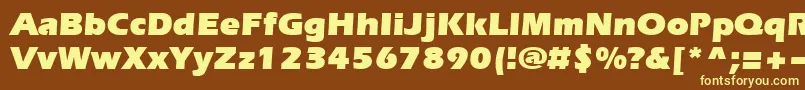Evrsu-fontti – keltaiset fontit ruskealla taustalla