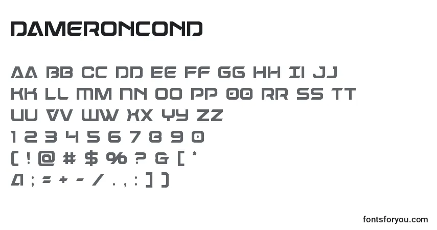 A fonte Dameroncond – alfabeto, números, caracteres especiais