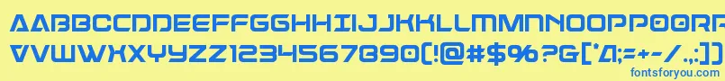 フォントDameroncond – 青い文字が黄色の背景にあります。