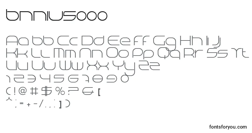A fonte Bnniv5000 – alfabeto, números, caracteres especiais