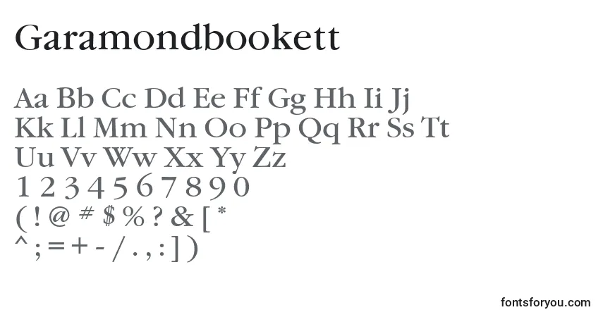 Garamondbookett-fontti – aakkoset, numerot, erikoismerkit