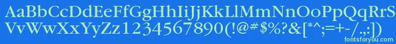 Garamondbookett Font – Green Fonts on Blue Background