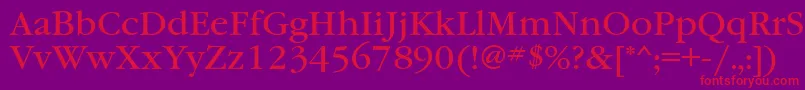 Garamondbookett Font – Red Fonts on Purple Background