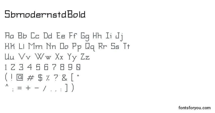A fonte SbmodernstdBold – alfabeto, números, caracteres especiais