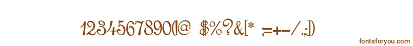 RoundScriptItalic-Schriftart – Braune Schriften auf weißem Hintergrund