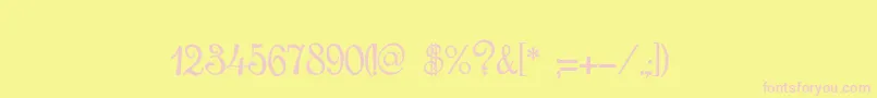 RoundScriptItalic-fontti – vaaleanpunaiset fontit keltaisella taustalla