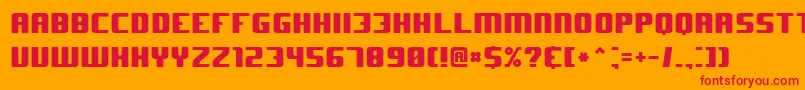 J-Schriftart – Rote Schriften auf orangefarbenem Hintergrund