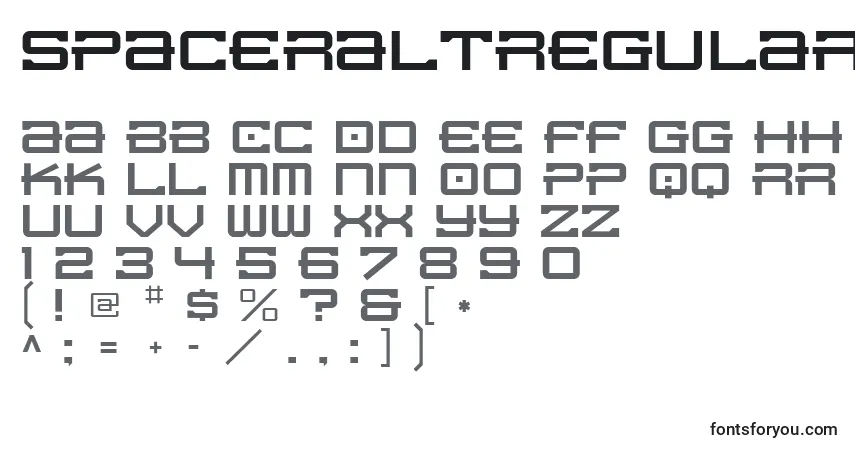 Czcionka SpaceraLtRegular – alfabet, cyfry, specjalne znaki