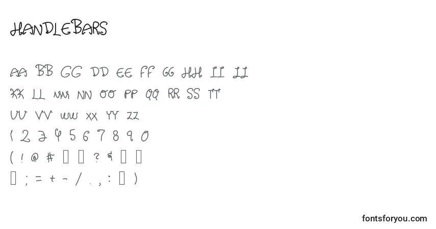 Czcionka Handlebars – alfabet, cyfry, specjalne znaki