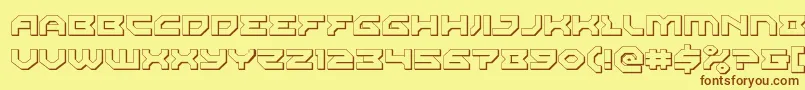 Xenodemon3D-fontti – ruskeat fontit keltaisella taustalla