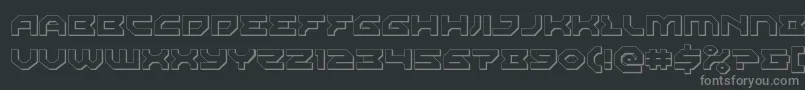 Xenodemon3D-fontti – harmaat kirjasimet mustalla taustalla