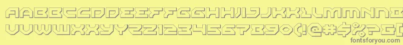 フォントXenodemon3D – 黄色の背景に灰色の文字