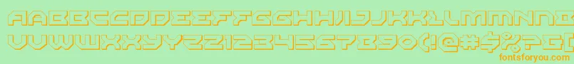 Xenodemon3D-fontti – oranssit fontit vihreällä taustalla