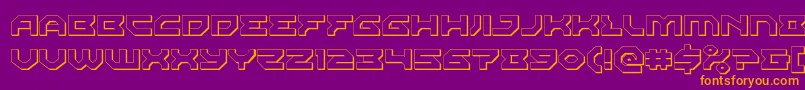 Xenodemon3D-Schriftart – Orangefarbene Schriften auf violettem Hintergrund