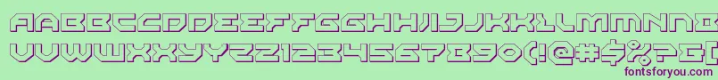 Xenodemon3D-fontti – violetit fontit vihreällä taustalla