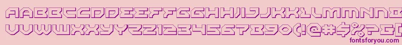 Xenodemon3D-fontti – violetit fontit vaaleanpunaisella taustalla