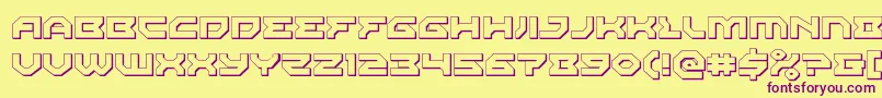 Xenodemon3D-fontti – violetit fontit keltaisella taustalla