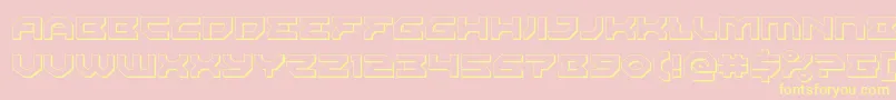 Xenodemon3D-fontti – keltaiset fontit vaaleanpunaisella taustalla