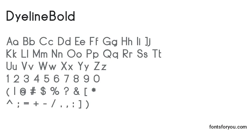 Schriftart DyelineBold – Alphabet, Zahlen, spezielle Symbole