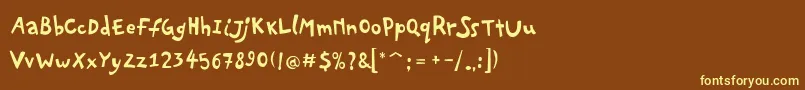 PfplayskoolproRegular Font – Yellow Fonts on Brown Background