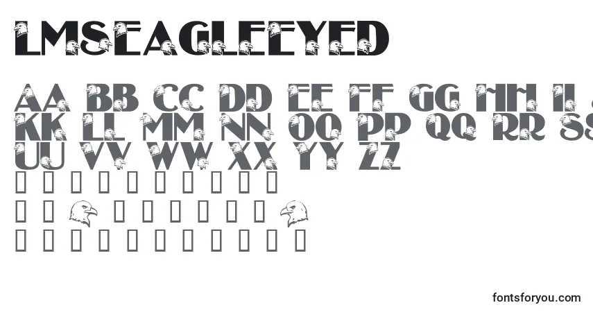 A fonte LmsEagleEyed – alfabeto, números, caracteres especiais