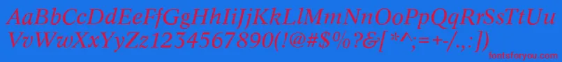 ConceptItalic-Schriftart – Rote Schriften auf blauem Hintergrund