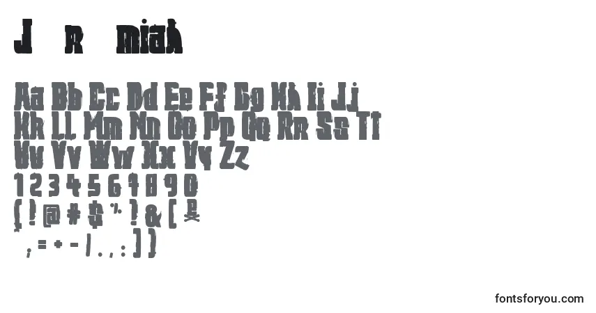 Schriftart JРІrРІmiah – Alphabet, Zahlen, spezielle Symbole