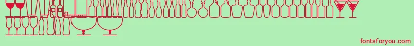 Fonte GlassAndBottlesSt – fontes vermelhas em um fundo verde