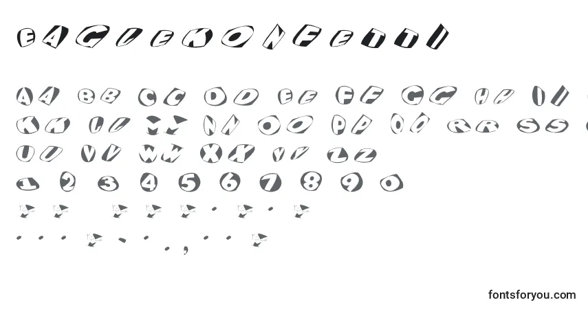 Czcionka Eaglekonfetti – alfabet, cyfry, specjalne znaki