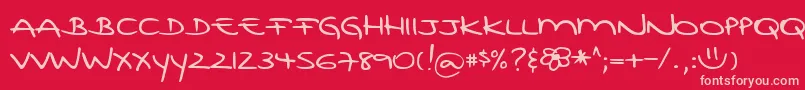 DjbRubiasTinyPrint Font – Pink Fonts on Red Background